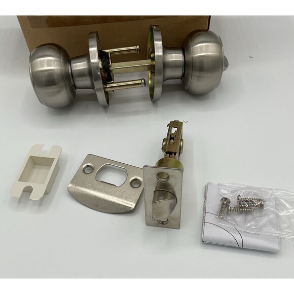 Gobrico Brushed Satin Nickel Privacy Door Knob.Flatball.bed/bathroom.new - Picture 6 of 9